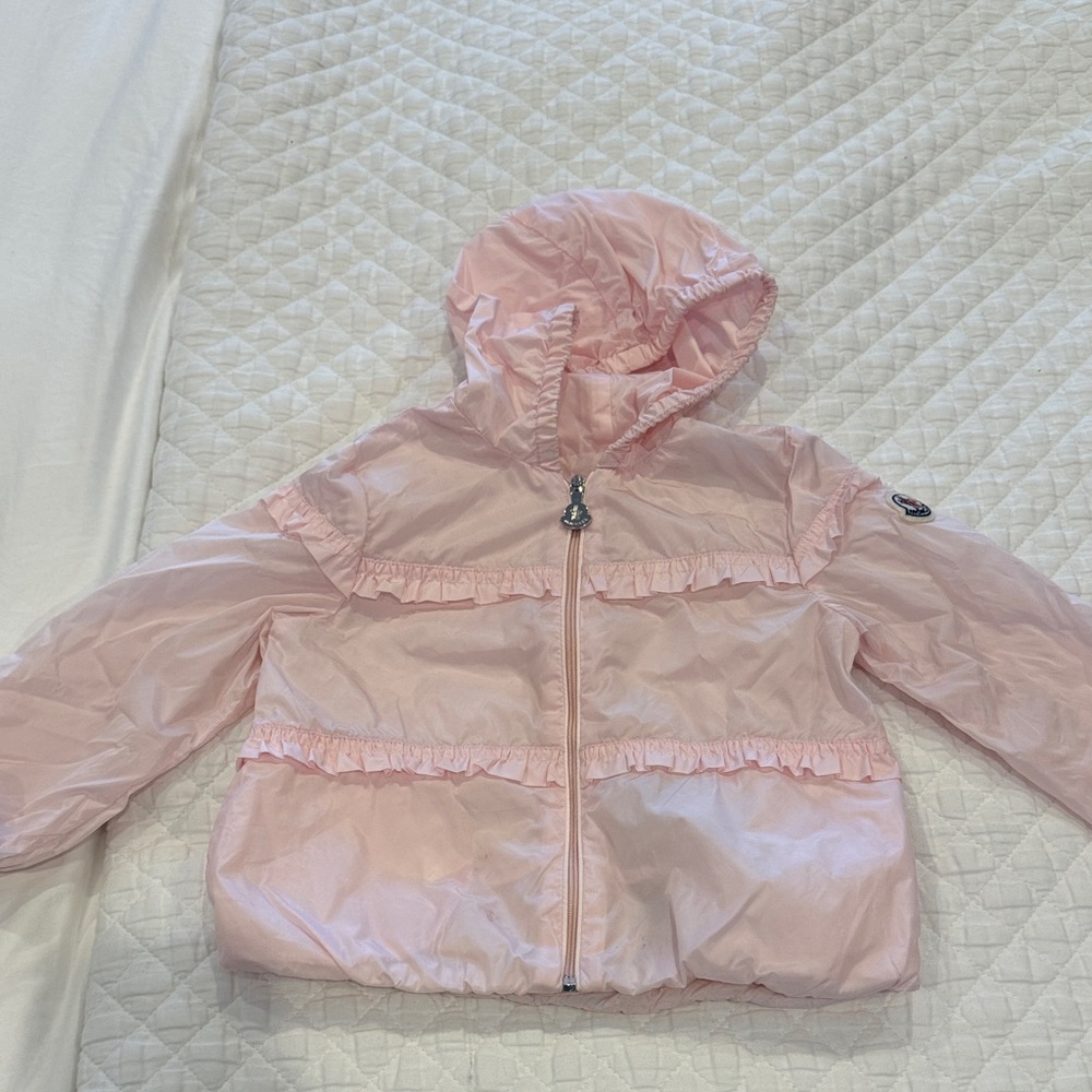 Moncler Light Pink Kids Raincoat ruffle hood 18-24 months